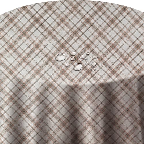 Wachstuch Wachstischdecke Tischdecke Linien Karo Beige Grün Rund 140 cm abwischbar von DecoHomeTextil Heimtextilmanufaktur