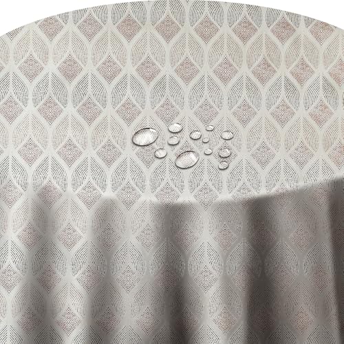 Wachstuch Wachstischdecke Tischdecke Modern Blätter Braun Oval 140 x 180 cm abwischbar von DecoHomeTextil Heimtextilmanufaktur