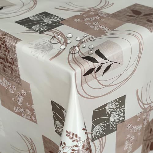 Wachstuch Wachstischdecke Tischdecke Natur Karo Beige Rechteckig 130 x 200 cm abwischbar von DecoHomeTextil Heimtextilmanufaktur