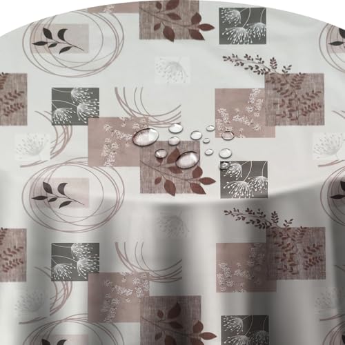 Wachstuch Wachstischdecke Tischdecke Natur Karo Beige Rund 130 cm abwischbar von DecoHomeTextil Heimtextilmanufaktur