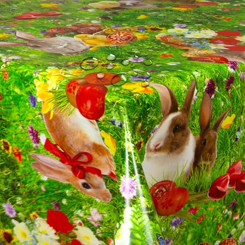 Wachstuch Wachstischdecke Tischdecke Ostertischdecke Farbe und Größe wählbar Ostern Grün Eckig 140 x 100 cm abwaschbar Ostern von DecoHomeTextil Heimtextilmanufaktur