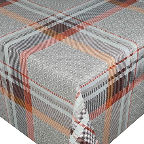 Wachstuch Wachstischdecke Tischdecke Robust Kariert Orange Beige Breite & Länge wählbar 110 x 180 cm Eckig abwaschbar von DecoHomeTextil Heimtextilmanufaktur