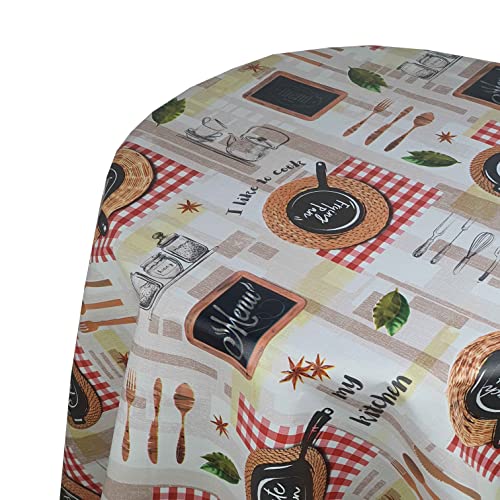 Wachstuch Wachstischdecke Tischdecke Robust My Kitchen Oval ca. 140 x 200 cm Gartentischdecke abwaschbar von DecoHomeTextil Heimtextilmanufaktur