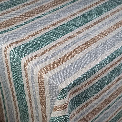 Wachstuch Wachstischdecke Tischdecke Robust Streifen Kelim Grün Braun Eckig 120 x 190 cm Gartentischdecke abwaschbar von DecoHomeTextil Heimtextilmanufaktur