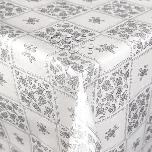 Wachstuch Wachstischdecke Tischdecke Tile Grau Rechteckig 100 x 140 cm abwischbar von DecoHomeTextil Heimtextilmanufaktur