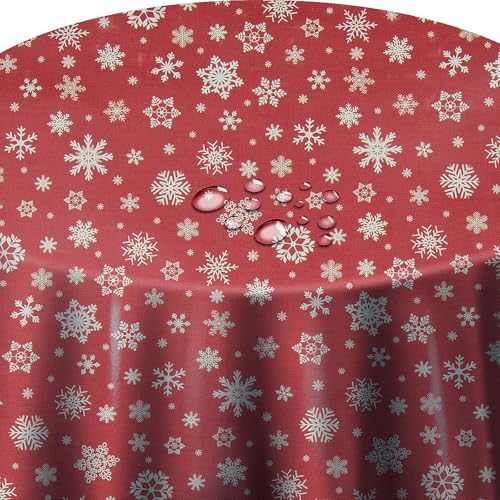 Wachstuch Wachstischdecke Tischdecke Weihnachtstischdecke Größe wählbar Weihnachten Schneeflocken Rot Rund 120 cm abwaschbar Wachstuch Wachstischdecke Tischdecke Weihnachtstischdecke Größe wählbar Weihnachten Schneeflocken Rot Rund 120 cm abwaschbar von DecoHomeTextil Heimtextilmanufaktur