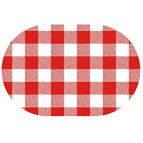 Wachstuchtischdecke Wachstuch Tischdecke Gartentischdecke Rund Oval Klassik Kariert Rot Oval ca. 140 x 180 cm abwaschbare Wachstischdecke von DecoHomeTextil Heimtextilmanufaktur