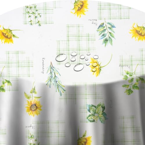 Wachstuchtischdecke Wachstuch Tischdecke Gartentischdecke Rund Oval Kräuter Rosmarin Minze Oval 130 x 220 cm abwaschbare Wachstischdecke von DecoHomeTextil Heimtextilmanufaktur