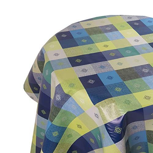 d-c-fix Wachstuch Tischdecke Wachstuchtischdecke Farbe und Größe wählbar Leinenoptik Kariert Blau Rund 100 cm abwaschbare Gartentischdecke von DecoHomeTextil Heimtextilmanufaktur