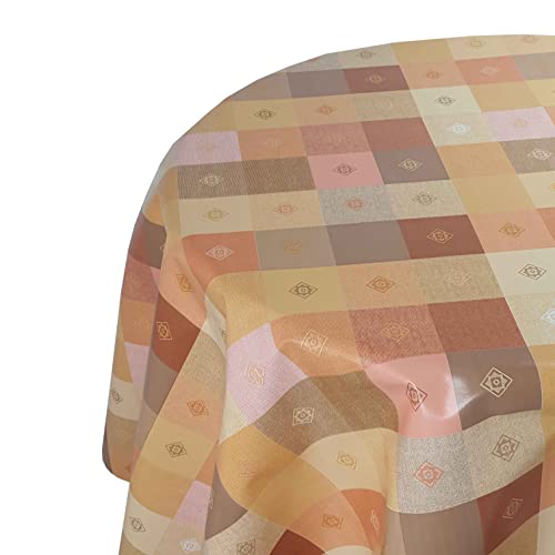 d-c-fix Wachstuch Tischdecke Wachstuchtischdecke Farbe und Größe wählbar Leinenoptik Kariert Orange 140 x 240 cm Oval abwaschbare Gartentischdecke von DecoHomeTextil Heimtextilmanufaktur