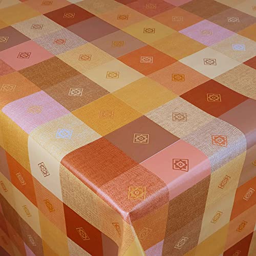 d-c-fix Wachstuch Wachstischdecke Gartentischdecke Tischdecke Leinenoptik Kariert Orange Breite & Länge wählbar 80 x 180 cm abwaschbar von DecoHomeTextil Heimtextilmanufaktur