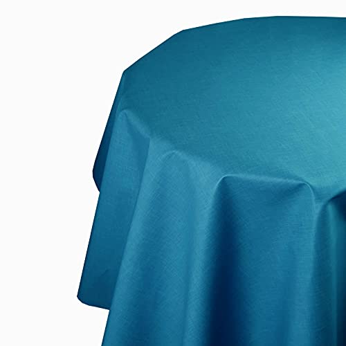 d-c-fix Wachstuch Wachstischdecke Hochwertige Tischdecke Farbe und Größe wählbar Unverwüstlich Petrol Türkis Rund ca. 140 cm abwaschbar von DecoHomeTextil Heimtextilmanufaktur