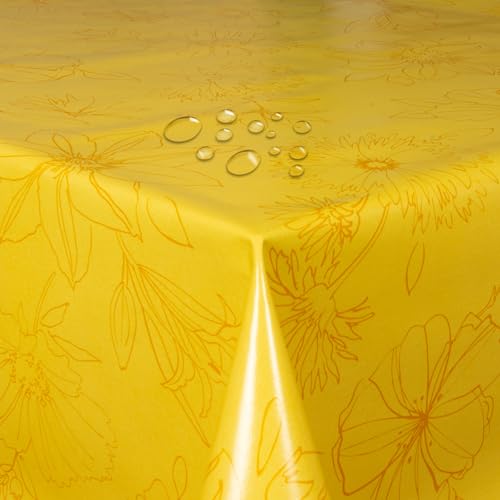 d-c-fix Wachstuch Wachstischdecke Tischdecke Gartentischdecke Blumen Palmas Gelb Breite & Länge wählbar 130 x 160 cm Eckig abwaschbar von DecoHomeTextil Heimtextilmanufaktur