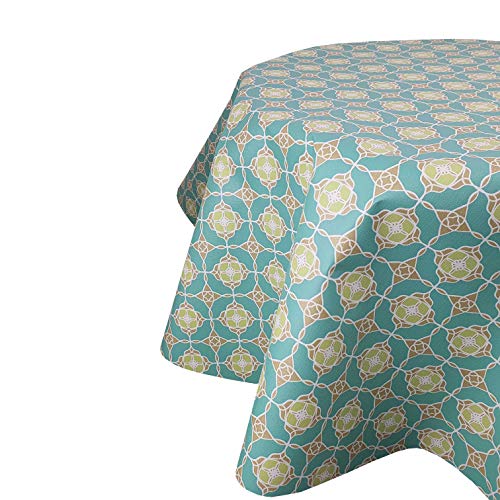 d-c-fix Wachstuchtischdecke Wachstuch Tischdecke Gartentischdecke Größe & Farbe wählbar Rund Oval Klassik Ornamente Türkis Rund 130 cm abwaschbar geprägt von DecoHomeTextil Heimtextilmanufaktur