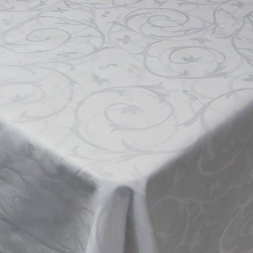 Damast Tischdecke 100% Baumwolle Gastro Edition Barock Eckig Weiß 130 x 190 cm Größe wählbar von DecoHomeTextil Heimtextilmanufaktur