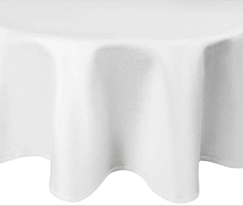 Damast Tischdecke Größe wählbar - Gastro Edition Weiss 100% Baumwolle Farbe und Form wählbar (280 Rund, Weiss) von DecoHomeTextil