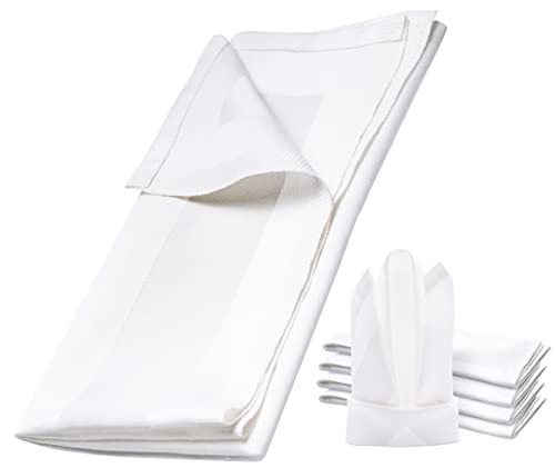 Damast Tischdecke Größe wählbar - Serviette Gastro Edition Weiss 12 x Serviette 50 x 50 cm mit Atlaskante Mundserviette aus 100% Baumwolle von DecoHomeTextil Heimtextilmanufaktur