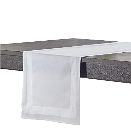 DecoHomeTextil Heimtextilmanufaktur Damast Tischläufer 100% Baumwolle Gastro Edition Eckig 40 x 130 cm Weiß Größe wählbar bei 95°C waschbar von DecoHomeTextil Heimtextilmanufaktur