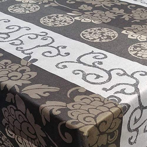 DecoHomeTextil Flair Emotion 100% Baumwolle Jacquard Meterware Tischdecke Stoff Stofftischdecke Schwarz Breite & Länge wählbar 160 x 420 cm Eckig wasserabweisend abwaschbar von DecoHomeTextil