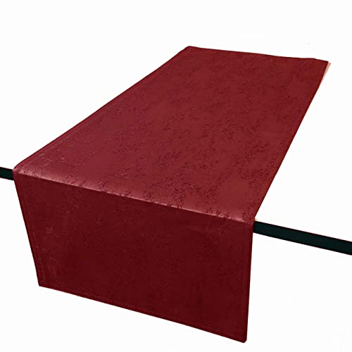 DecoHomeTextil Jacquard Tischdecke Granit Tischläufer Eckig Rot 33 x 160 cm Meliert mit Lotus Effekt Größe & Farbe wählbar von DecoHomeTextil