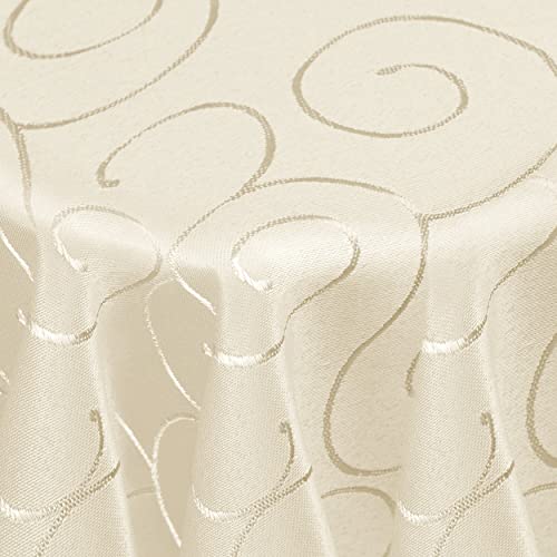 Kringel/Circle Tafeldecke Form, Größe & Farbe wählbar- Oval 130 x 260 cm - Champagner Damast Tischdecke von DecoHomeTextil