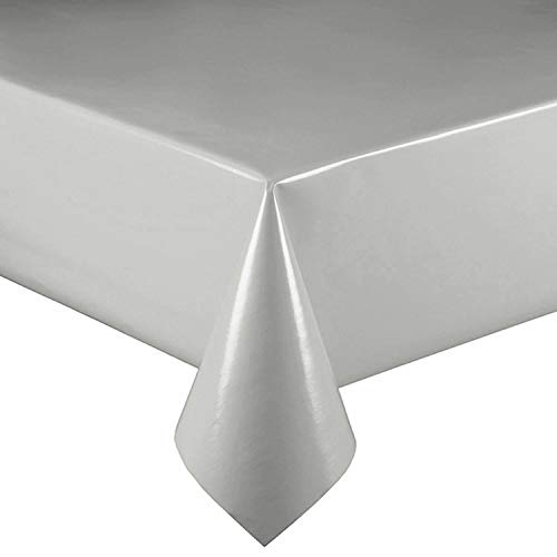 Lacktischdecke Wachstuch Wachstischdecke Tischdecke Gartentischdecke Breite Farbe & Größe wählbar Silber 160 x 110 cm Eckig abwaschbar von DecoHomeTextil Heimtextilmanufaktur