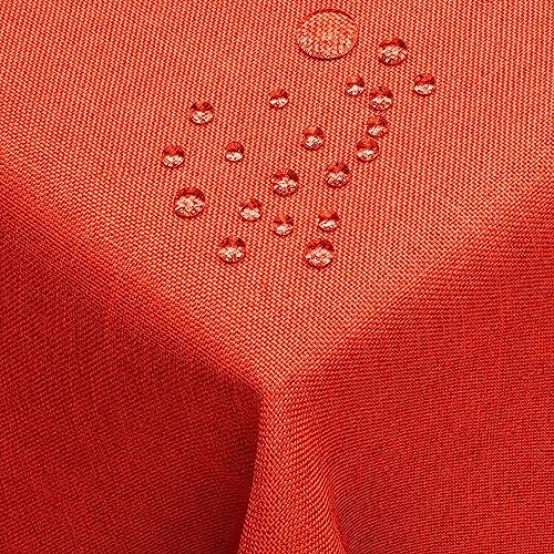 DecoHomeTextil Leinen Optik Farbe Größe wählbar - Eckig 110 x 140 BZW.140x110 BZW. 110x140 cm Orange mit Lotus Effekt Tischdecke mit Fleckschutz Orange TD Eckig von DecoHomeTextil