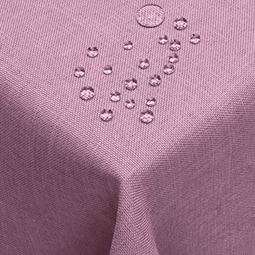 DecoHomeTextil Leinen Optik Farbe Größe wählbar - Eckig 135 x 180 BZW.180x135 BZW. 135x180 cm Lila mit Lotus Effekt Tischdecke mit Fleckschutz Lila TD Eckig von DecoHomeTextil Heimtextilmanufaktur