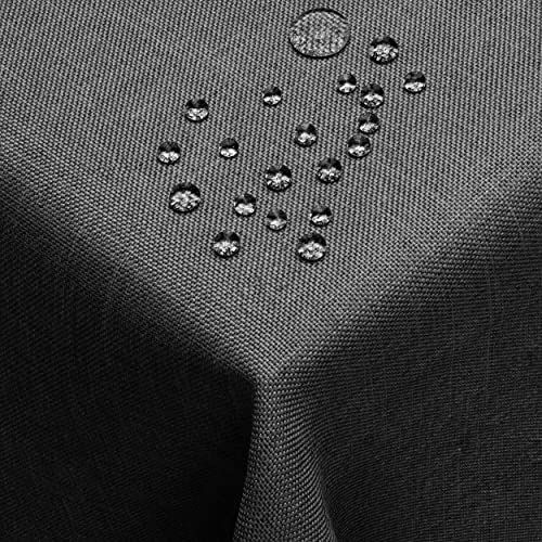 DecoHomeTextil Leinen Optik Farbe Größe wählbar - Eckig 135 x 200 BZW.200x135 BZW. 135x200 cm Grau Anthrazit mit Lotus Effekt Tischdecke mit Fleckschutz Grau Anthrazit TD Eckig von DecoHomeTextil Heimtextilmanufaktur