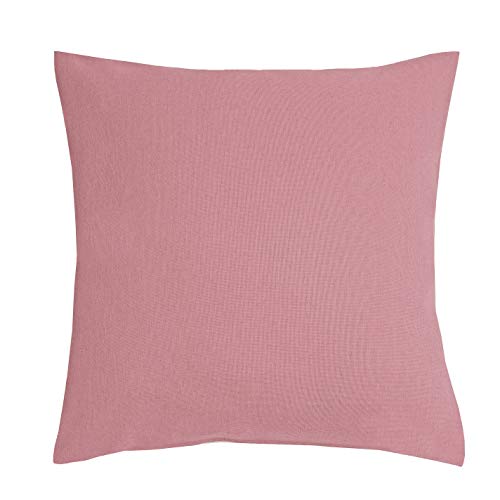 DecoHomeTextil Leinen Optik Kissenhüllen 2er-Set Eckig 40 x 40 cm Altrosa/Rosa Abwaschbar Wasserabweisend Fleckschutz Pflegeleicht mit Saumrand von DecoHomeTextil