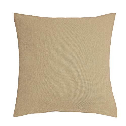 DecoHomeTextil Leinen Optik Kissenhüllen 2er-Set Eckig 40 x 40 cm Beige Sand Abwaschbar Wasserabweisend Fleckschutz Pflegeleicht mit Saumrand von DecoHomeTextil