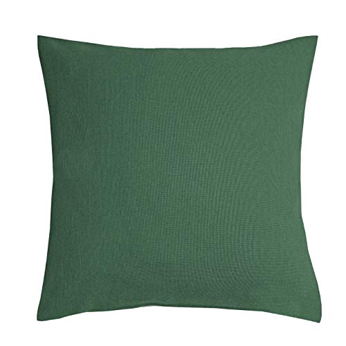 DecoHomeTextil Heimtextilmanufaktur Leinen Optik Kissenhüllen 2er-Set Eckig 40 x 40 cm Dunkelgrün/Grün Abwaschbar Wasserabweisend Fleckschutz Pflegeleicht mit Saumrand von DecoHomeTextil Heimtextilmanufaktur