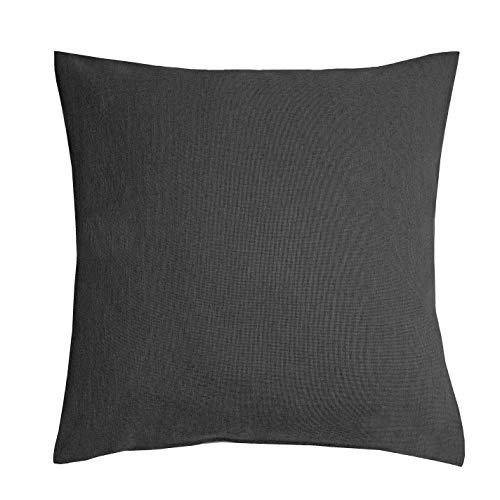 DecoHomeTextil Heimtextilmanufaktur Leinen Optik Kissenhüllen 2er-Set Eckig 40 x 40 cm Grau Anthrazit Abwaschbar Wasserabweisend Fleckschutz Pflegeleicht mit Saumrand von DecoHomeTextil Heimtextilmanufaktur