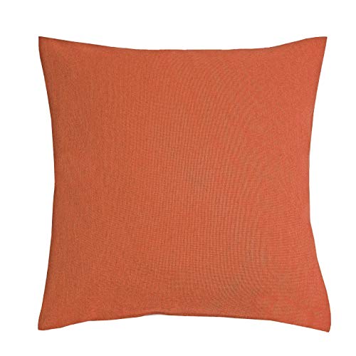 DecoHomeTextil Leinen Optik Kissenhüllen 2er-Set Eckig 40 x 40 cm Orange Abwaschbar Wasserabweisend Fleckschutz Pflegeleicht mit Saumrand von DecoHomeTextil