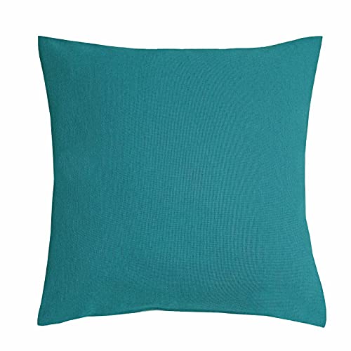 DecoHomeTextil Heimtextilmanufaktur Leinen Optik Kissenhüllen 2er-Set Eckig 40 x 60 cm Petrol Türkis Abwaschbar Wasserabweisend Fleckschutz Pflegeleicht mit Saumrand von DecoHomeTextil Heimtextilmanufaktur
