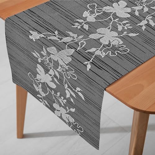 DecoHomeTextil Miami 3D Druck Tischläufer Tablerunner Breite 40 cm Länge und Farbe wählbar Grau 40 x 330 cm von DecoHomeTextil