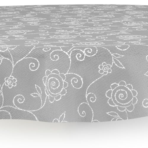 Miami Gartentischdecke Tischdecke Meterware Outdoortischdecke Campingtischdecke Mediterran Grau Rund 100 cm Outdoor Camping von DecoHomeTextil Heimtextilmanufaktur
