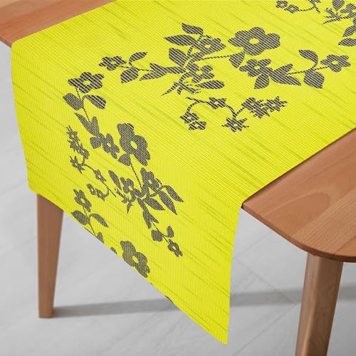 DecoHomeTextil Sunrise Floral Tischläufer Breite 40 cm Länge und Farbe wählbar Sunrise Grün 40 x 220 cm von DecoHomeTextil