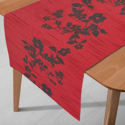 DecoHomeTextil Heimtextilmanufaktur Sunrise Floral Tischläufer Breite 40 cm Länge und Farbe wählbar Sunrise Rot 40 x 340 cm von DecoHomeTextil Heimtextilmanufaktur