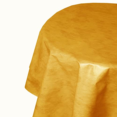 Wachstuch Leicht Marmoriert RUND OVAL Größe & Farbe wählbar Rund 120 cm Gelb abwaschbare Tischdecke von DecoHomeTextil Heimtextilmanufaktur