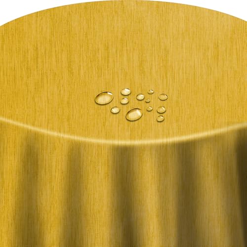 Wachstuch Robuste Leinen Prägung Rund Oval Größe & Farbe wählbar Rund 120 cm Gelb abwaschbare Tischdecke von DecoHomeTextil Heimtextilmanufaktur