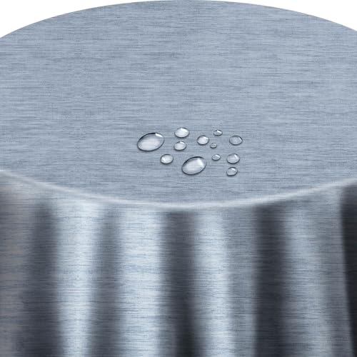 Wachstuch Robuste Leinen Prägung Rund Oval Größe & Farbe wählbar Rund 130 cm Blau abwaschbare Tischdecke von DecoHomeTextil Heimtextilmanufaktur