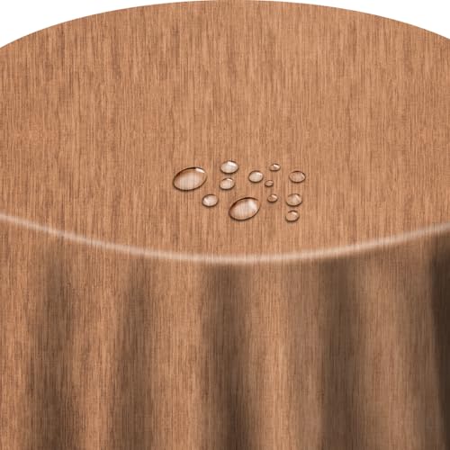 Wachstuch Robuste Leinen Prägung Rund Oval Größe & Farbe wählbar Rund 130 cm Kupfer Bronze abwaschbare Tischdecke von DecoHomeTextil Heimtextilmanufaktur