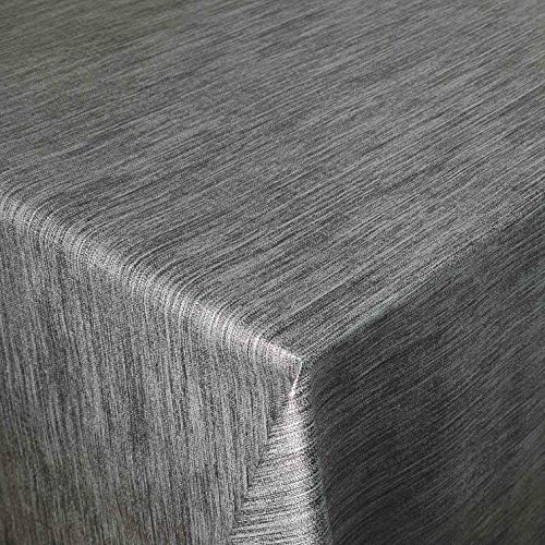 Wachstuch Wachstischdecke Tischdecke Gartentischdecke Leinen Prägung Grau Anthrazit Eckig 130 x 180 cm abwaschbar gefaltet von DecoHomeTextil Heimtextilmanufaktur