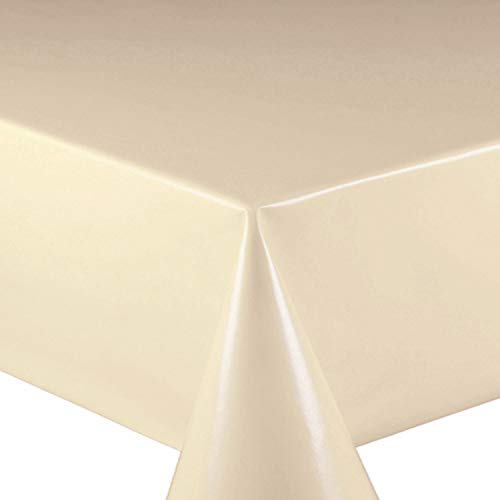 Wachstuch Wachstischdecke Tischdecke Gartentischdecke Glatt Uni Creme Beige Breite & Länge wählbar 120 x 180 cm Eckig abwaschbar von DecoHomeTextil Heimtextilmanufaktur
