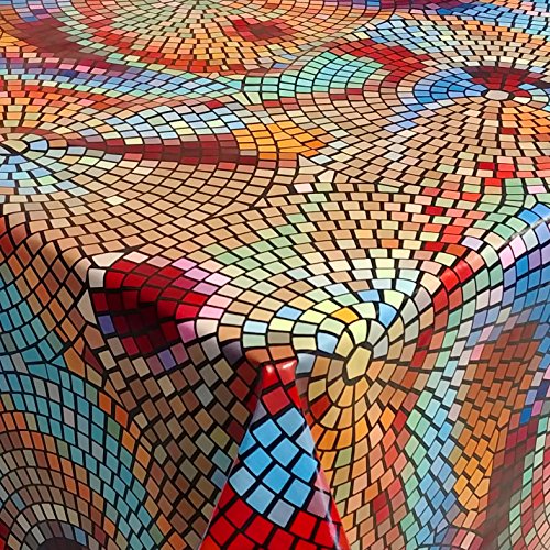 Wachstuch Wachstischdecke Tischdecke Gartentischdecke Mosaik Bunt Eckig 130 x 180 cm abwaschbar gefaltet von DecoHomeTextil Heimtextilmanufaktur