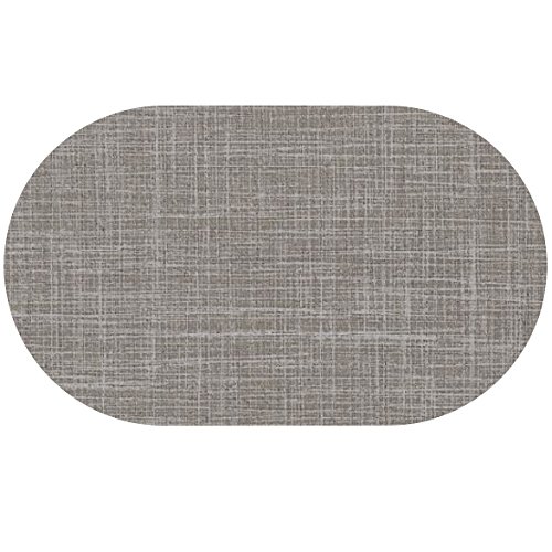 d-c-fix Wachstuch Leinen Look RUND OVAL Farbe & Größe wählbar Oval 130 x 160 cm Beige Silber abwaschbare Tischdecke von DecoHomeTextil