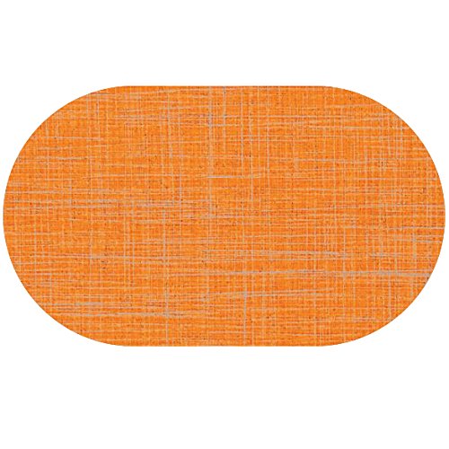 d-c-fix Wachstuch Leinen Look RUND OVAL Farbe & Größe wählbar Oval 130 x 160 cm Orange abwaschbare Tischdecke von DecoHomeTextil