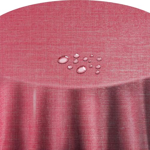 d-c-fix Wachstuch Leinen Look RUND OVAL Farbe & Größe wählbar Oval 130 x 160 cm Pink abwaschbare Tischdecke von DecoHomeTextil