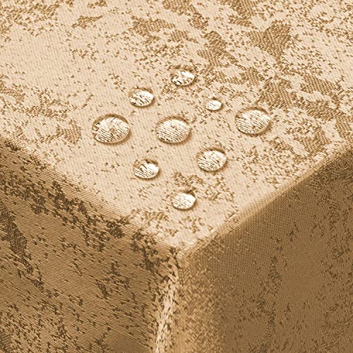 Jacquard Tischdecke Granit Tischdecke Eckig Beige Sand 130 x 260 cm Meliert mit Lotus Effekt Größe & Farbe wählbar von DecoHomeTextil